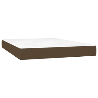 Boxspring Met Matras En Led Stof Donkerbruin 140X200 Cm