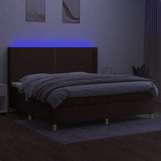 Boxspring Met Matras En Led Stof Donkerbruin 200X200 Cm