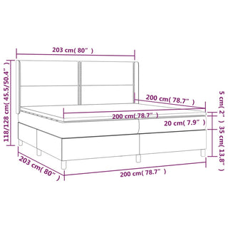 Boxspring Met Matras En Led Stof Donkerbruin 200X200 Cm