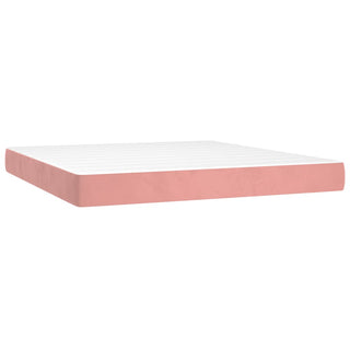 Boxspring Met Matras En Led Fluweel Roze 180X200 Cm