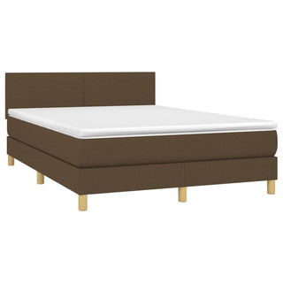 Boxspring Met Matras En Led Stof Donkerbruin 140X190 Cm