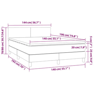 Boxspring Met Matras En Led Stof Donkerbruin 140X190 Cm