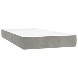 Boxspring Met Matras En Led Fluweel Lichtgrijs 80X200 Cm