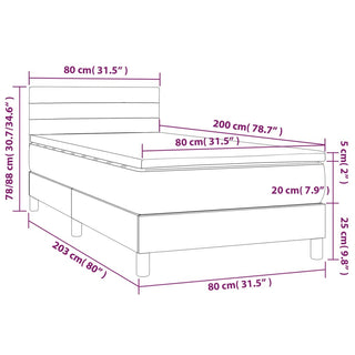 Boxspring Met Matras En Led Fluweel Lichtgrijs 80X200 Cm