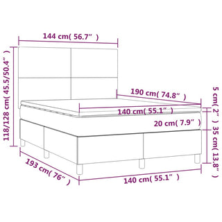 Boxspring Met Matras En Led Stof Donkerbruin 140X190 Cm