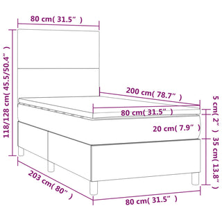 Boxspring Met Matras En Led Fluweel Lichtgrijs