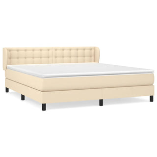 Boxspring Met Matras Stof Crèmekleurig 180X200 Cm