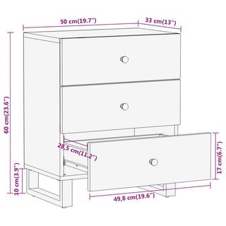 Nachtkastje 50X33X60 Cm Massief Mangohout Bruin En Zwart