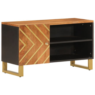 Tv-Meubel 80X31,5X46 Cm Massief Mangohout Bruin En Zwart