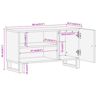 Tv-Meubel 80X31,5X46 Cm Massief Mangohout Bruin En Zwart