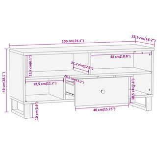 Tv-Meubel 100X33,5X46 Cm Massief Mangohout Bruin En Zwart