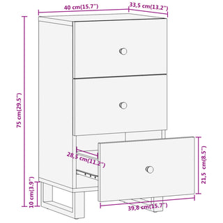 Dressoir 40X33,5X75 Cm Massief Mangohout Bruin En Zwart