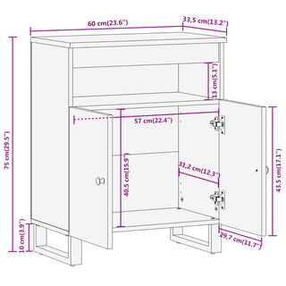 Dressoir 60X33,5X75 Cm Massief Mangohout Bruin En Zwart