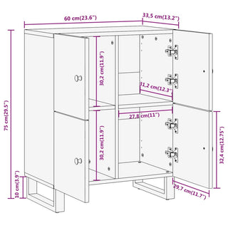 Dressoir 60X33,5X75 Cm Massief Mangohout Bruin En Zwart