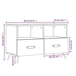 Tv-Meubel 80X36X50 Cm Bewerkt Hout