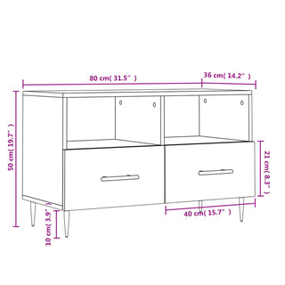 Tv-Meubel 80X36X50 Cm Bewerkt Hout