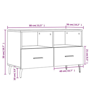 Tv-Meubel 80X36X50 Cm Bewerkt Hout