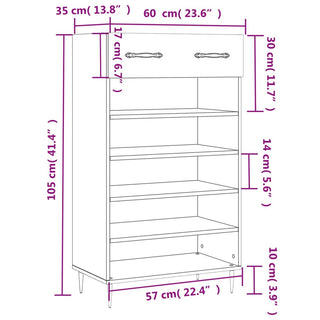 Schoenenkast 60X35X05 Cm Bewerkt Hout Kleurig