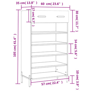 Schoenenkast 60X35X05 Cm Bewerkt Hout Eikenkleur