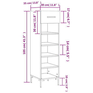 Schoenenkast 30X35X05 Cm Bewerkt Hout