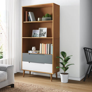 Boekenkast Molde 85X35X70,5 Cm Massief Grenenhout