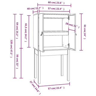 Hoge Kast 60X40X20 Cm Massief Grenenhout