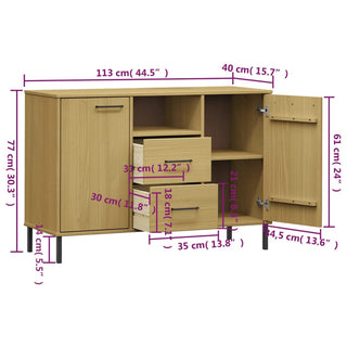 Dressoir Met Metalen Poten Oslo 3X40X77 Cm Grenenhout