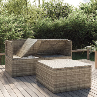 3-Delige Loungeset Met Kussens Poly Rattan Grijs