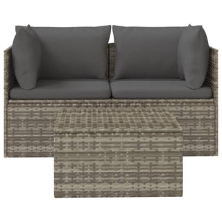 3-Delige Loungeset Met Kussens Poly Rattan Grijs