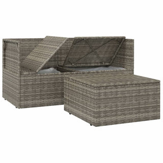 3-Delige Loungeset Met Kussens Poly Rattan Grijs