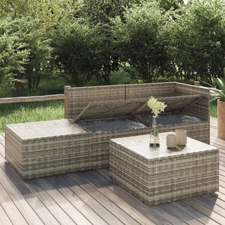 4-Delige Loungeset Met Kussens Poly Rattan Grijs