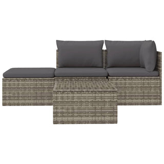 4-Delige Loungeset Met Kussens Poly Rattan Grijs