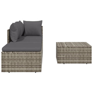 4-Delige Loungeset Met Kussens Poly Rattan Grijs