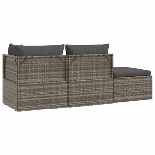 4-Delige Loungeset Met Kussens Poly Rattan Grijs