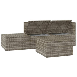 4-Delige Loungeset Met Kussens Poly Rattan Grijs