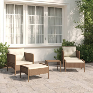 5-Delige Loungeset Met Kussens Poly Rattan