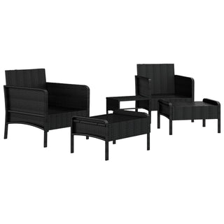 5-Delige Loungeset Met Kussens Poly Rattan