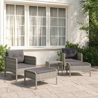 5-Delige Loungeset Met Kussens Poly Rattan