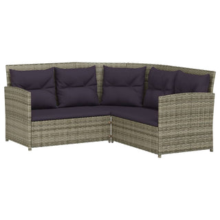 Loungeset Met Kussens L-Vormig Poly Rattan