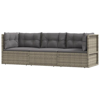 3-Delige Loungeset Met Kussens Poly Rattan