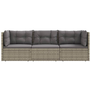 3-Delige Loungeset Met Kussens Poly Rattan