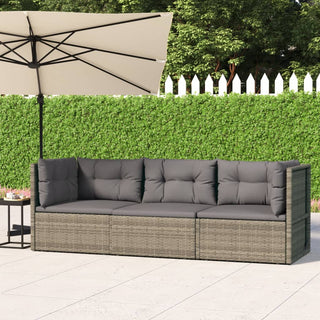 3-Delige Loungeset Met Kussens Poly Rattan