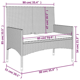 Tuinbank 2-Zits Met Kussens Poly Rattan