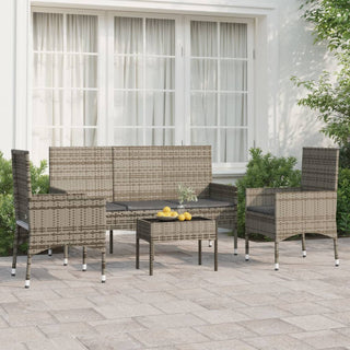 Loungeset Met Kussens Poly Rattan