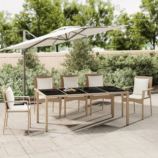 Tuintafel Met Glazen Blad Poly Rattan En Gehard Beige