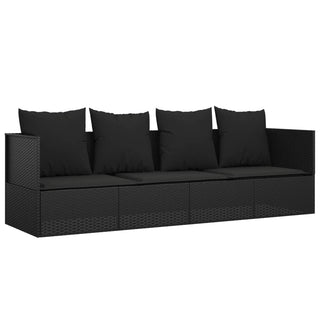 Loungebed Met Kussens Poly Rattan