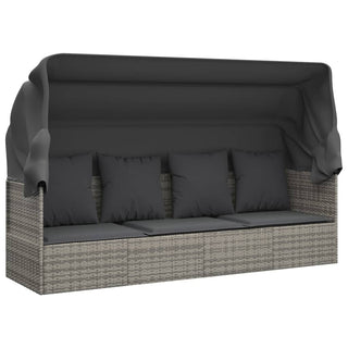 Loungebed Met Luifel En Kussens Poly Rattan