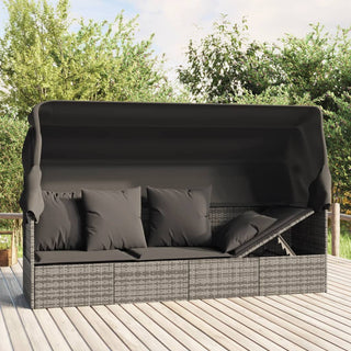 Loungebed Met Luifel En Kussens Poly Rattan