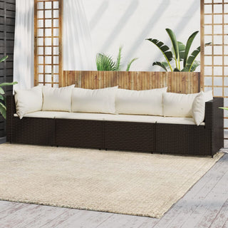 4-Delige Loungeset Met Kussens Poly Rattan