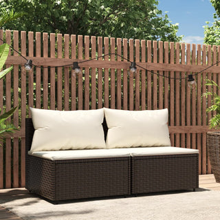 Tuinmiddenbanken Met Kussens 2 St Poly Rattan